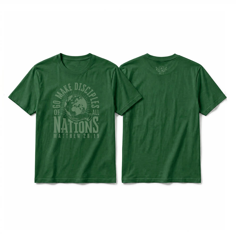 Christianartworkshop „Geht hin und macht alle Völker zu Jüngern (Matthäus 28,19)“ Premium Kurzarm-T-Shirt - Dunkelgrün - 2XL - image 7