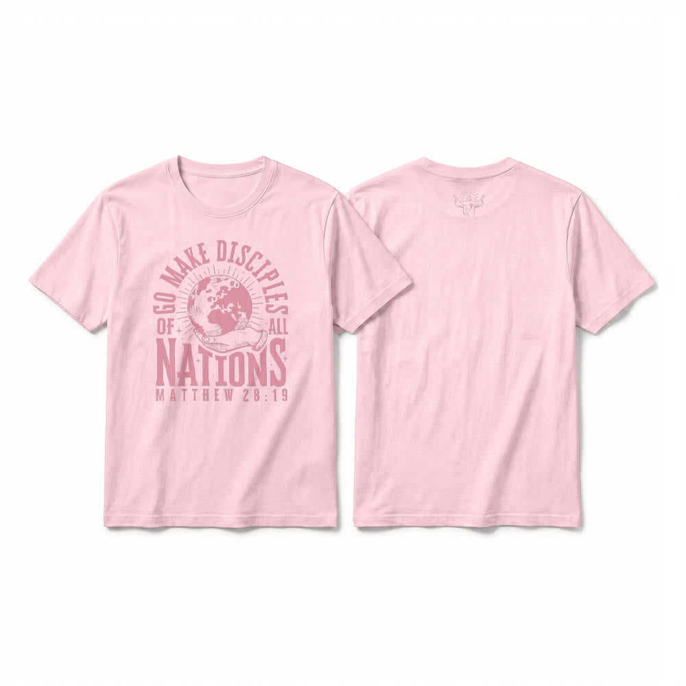 Christianartworkshop „Geht hin und macht alle Völker zu Jüngern (Matthäus 28,19)“ Premium Kurzarm-T-Shirt - Rosa - 2XL - image 25