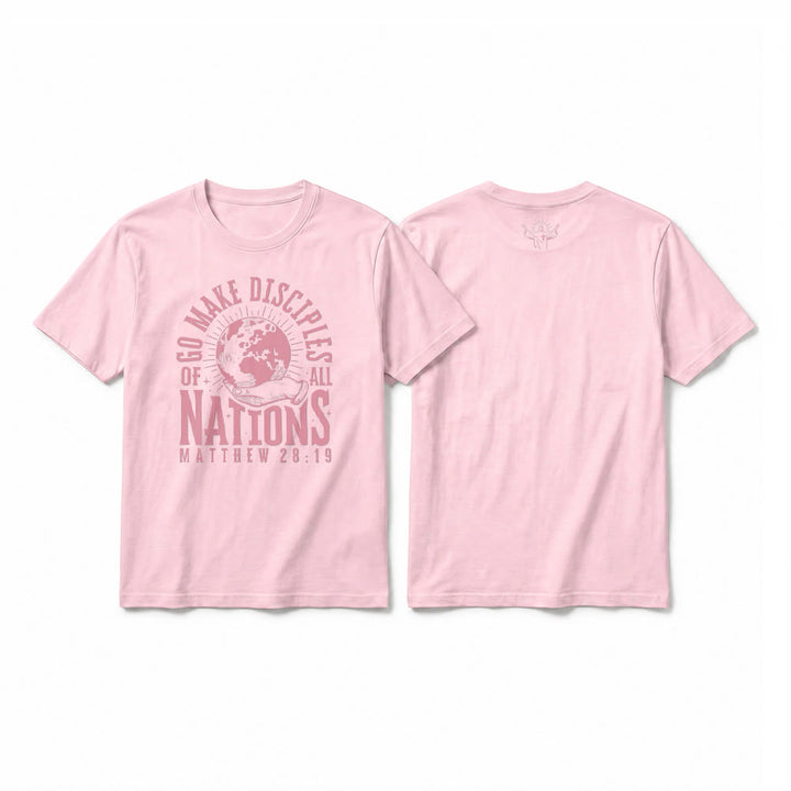 Christianartworkshop „Geht hin und macht alle Völker zu Jüngern (Matthäus 28,19)“ Premium Kurzarm-T-Shirt - Rosa - 2XL - image 25