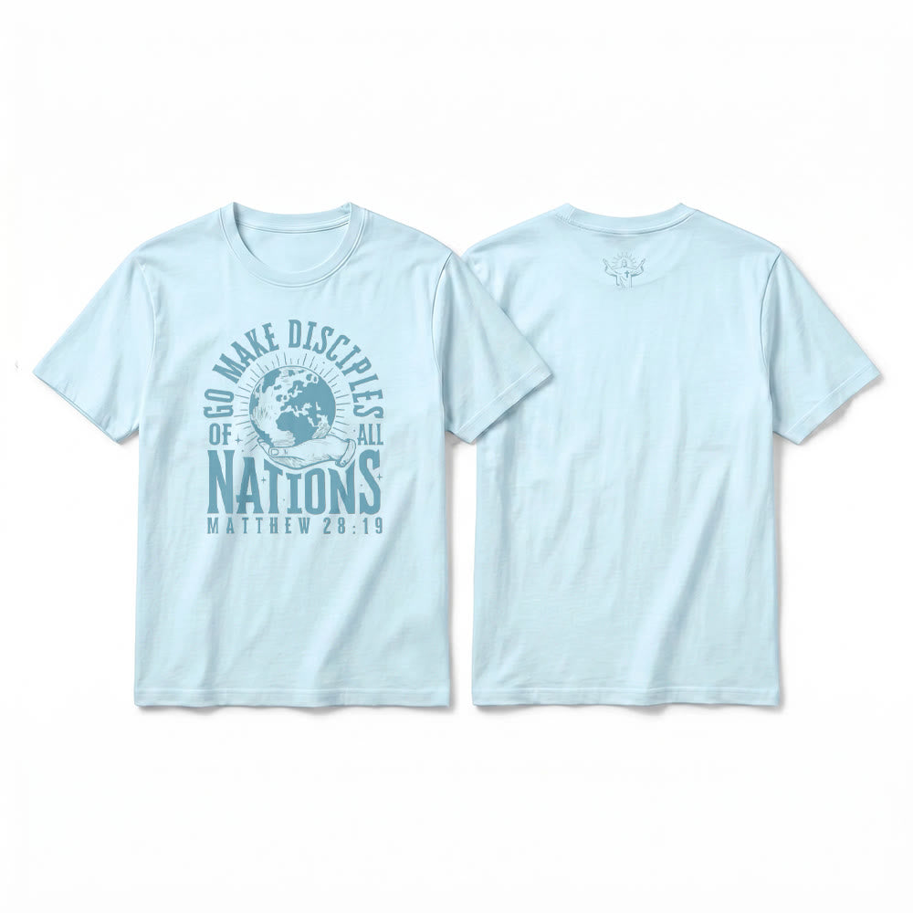 Christianartworkshop „Geht hin und macht alle Völker zu Jüngern (Matthäus 28,19)“ Premium Kurzarm-T-Shirt - Blau - 2XL - image 10