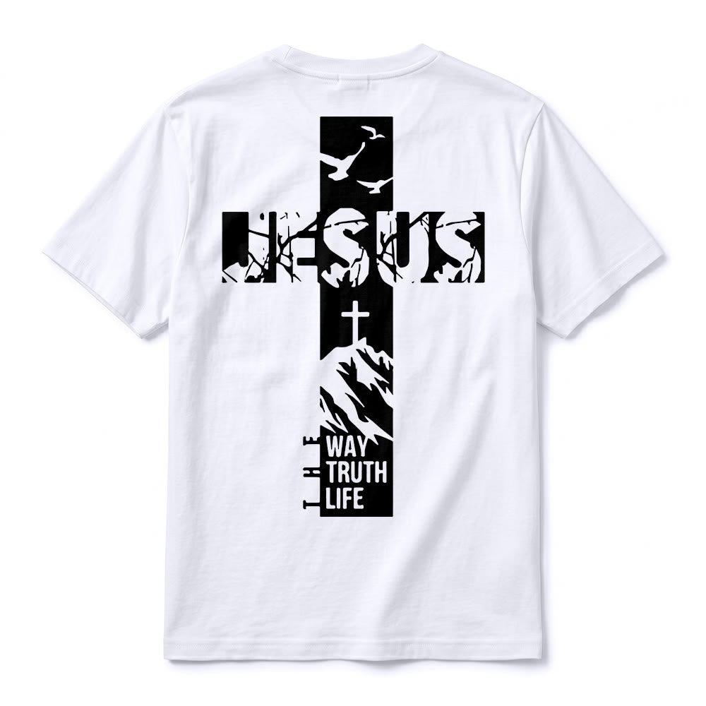 Christianartworkshop "JESUS" Mountain Cross Premium Kurzarm-T-Shirt - image 9