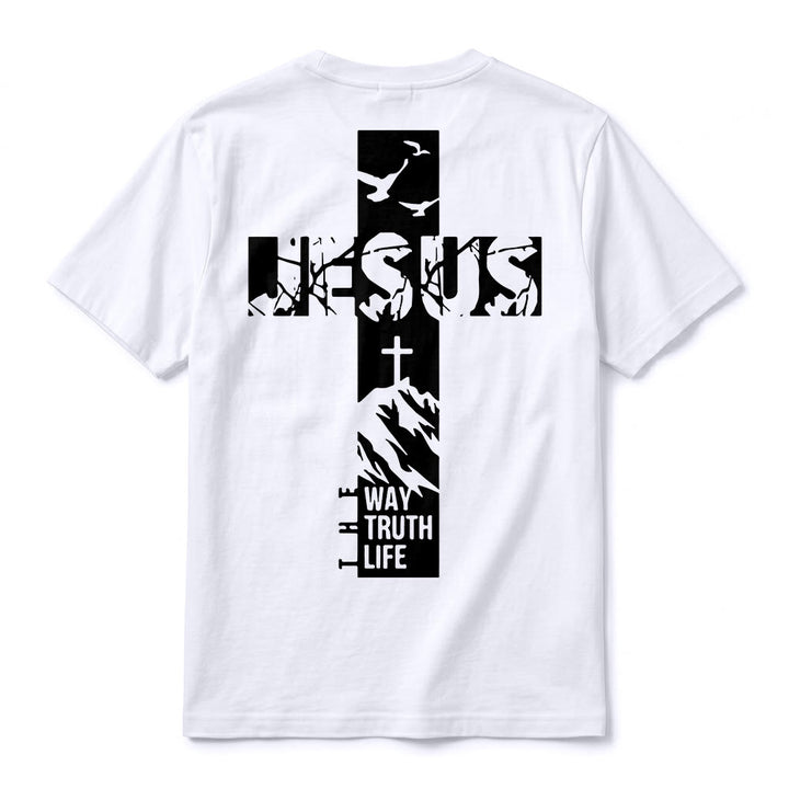 Christianartworkshop "JESUS" Mountain Cross Premium Kurzarm-T-Shirt - image 9