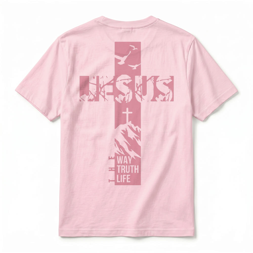 Christianartworkshop "JESUS" Mountain Cross Premium Kurzarm-T-Shirt - image 27