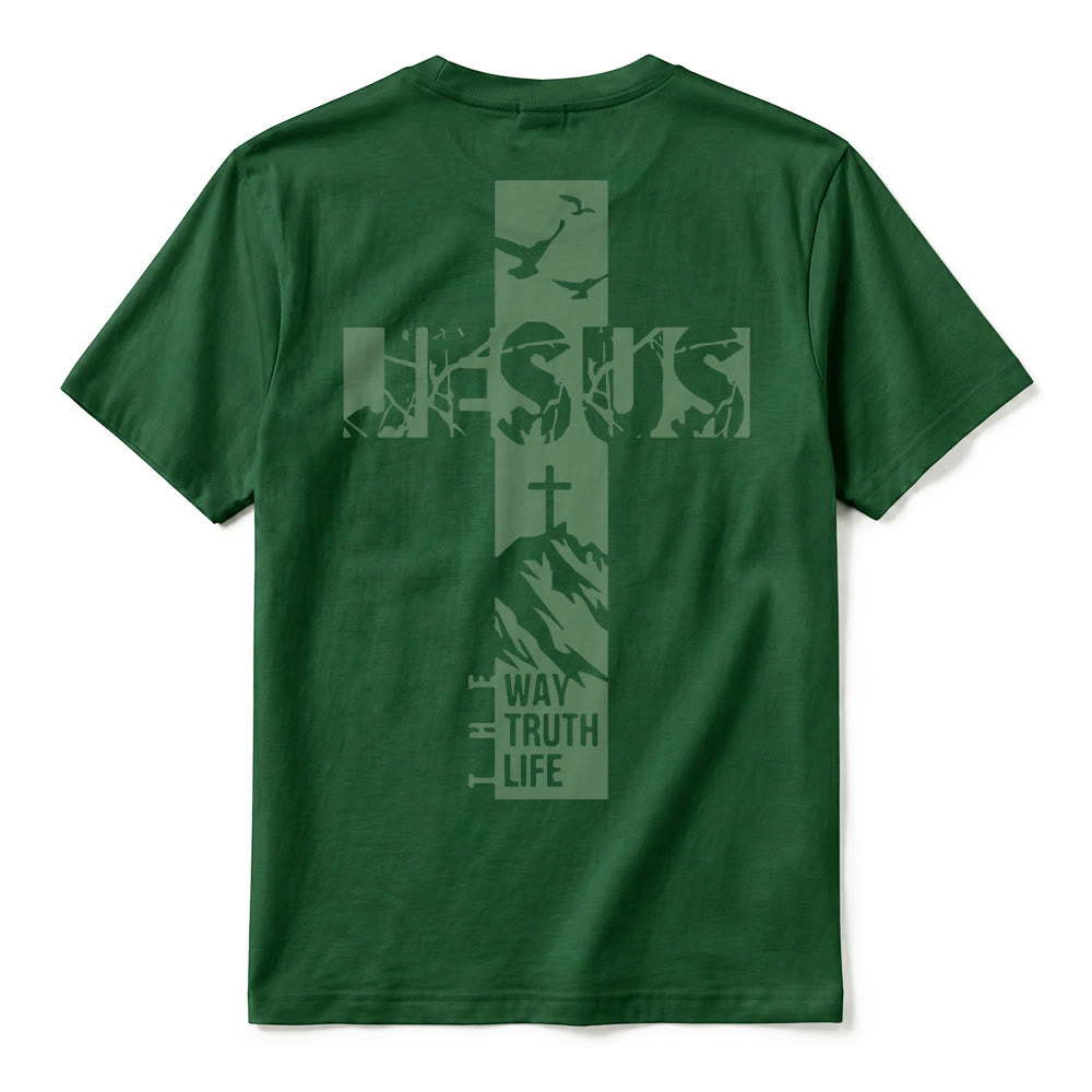 Christianartworkshop "JESUS" Mountain Cross Premium Kurzarm-T-Shirt - image 12