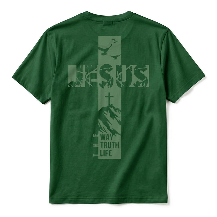 Christianartworkshop "JESUS" Mountain Cross Premium Kurzarm-T-Shirt - image 12