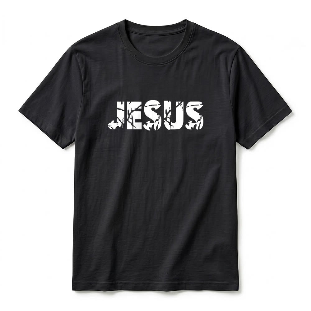 Christianartworkshop "JESUS" Mountain Cross Premium Kurzarm-T-Shirt - image 5