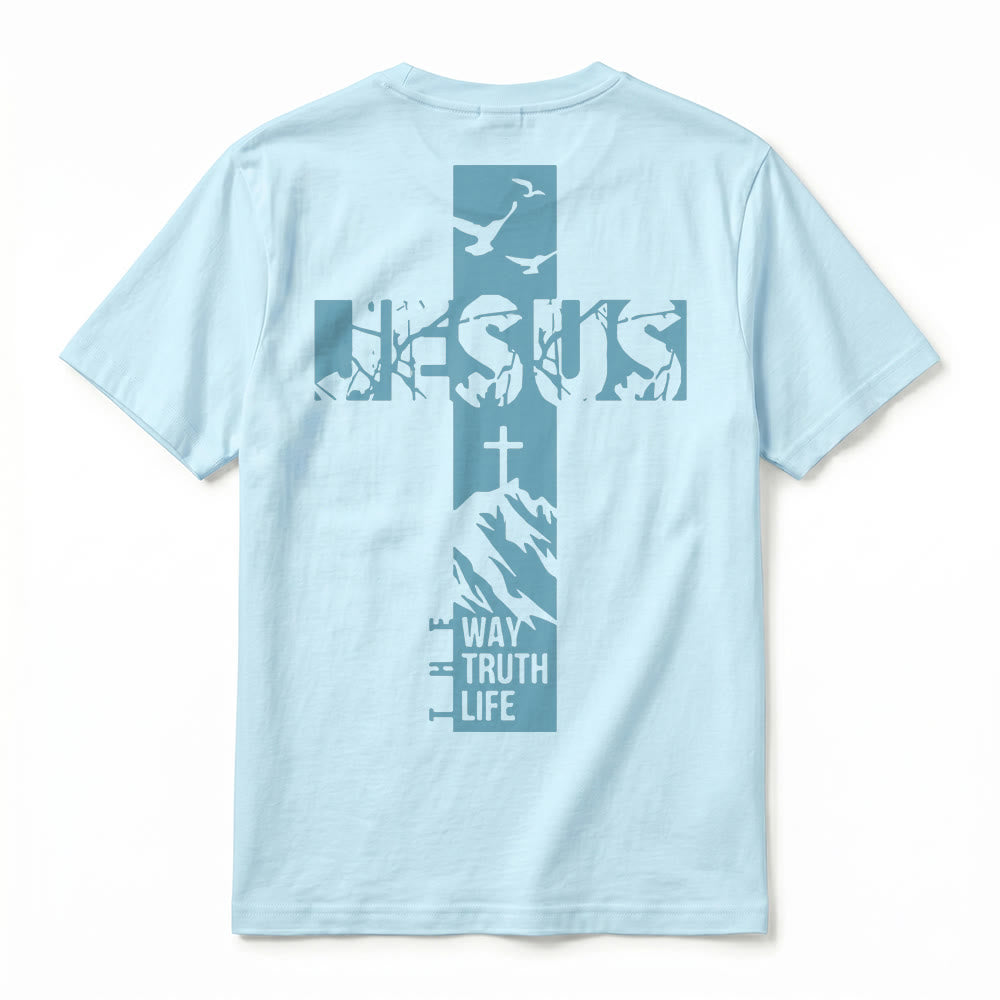 Christianartworkshop "JESUS" Mountain Cross Premium Kurzarm-T-Shirt - image 15