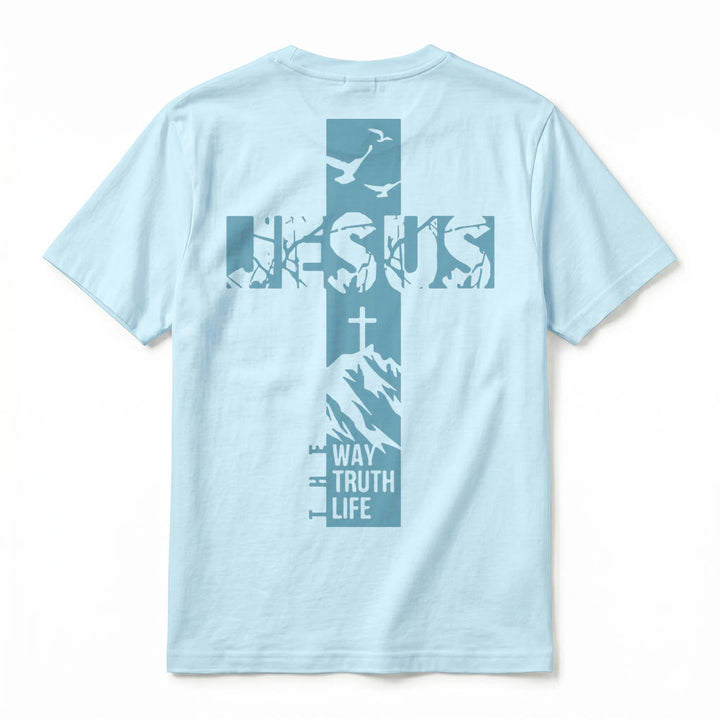 Christianartworkshop "JESUS" Mountain Cross Premium Kurzarm-T-Shirt - image 15