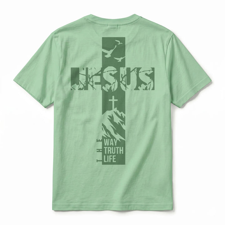 Christianartworkshop "JESUS" Mountain Cross Premium Kurzarm-T-Shirt - image 24