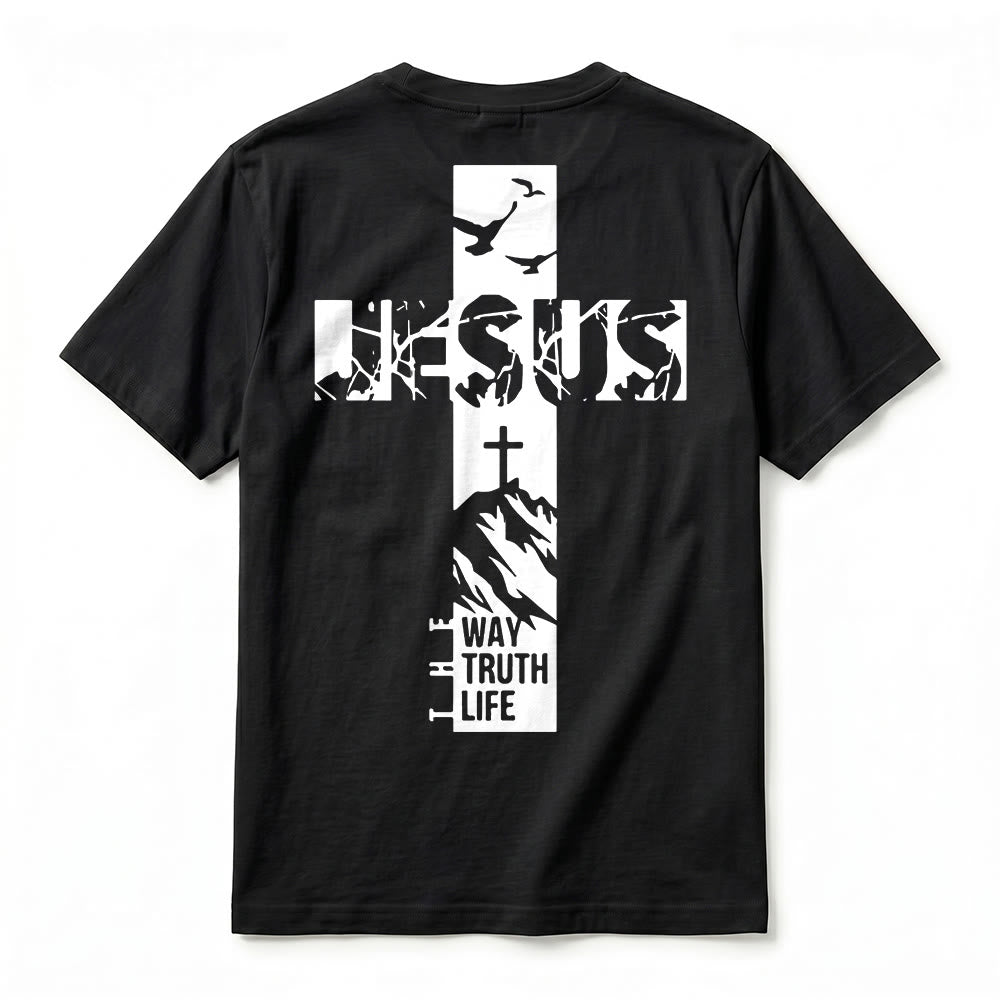 Christianartworkshop "JESUS" Mountain Cross Premium Kurzarm-T-Shirt - image 6