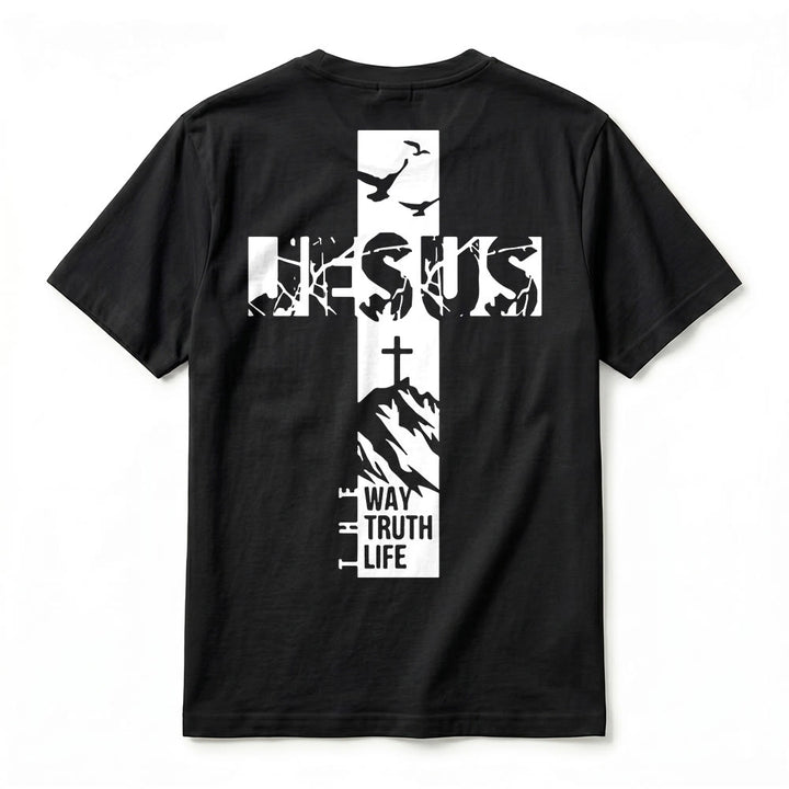Christianartworkshop "JESUS" Mountain Cross Premium Kurzarm-T-Shirt - image 6