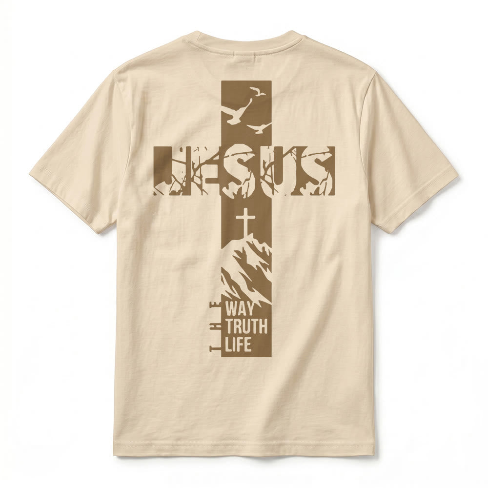 Christianartworkshop "JESUS" Mountain Cross Premium Kurzarm-T-Shirt - image 3