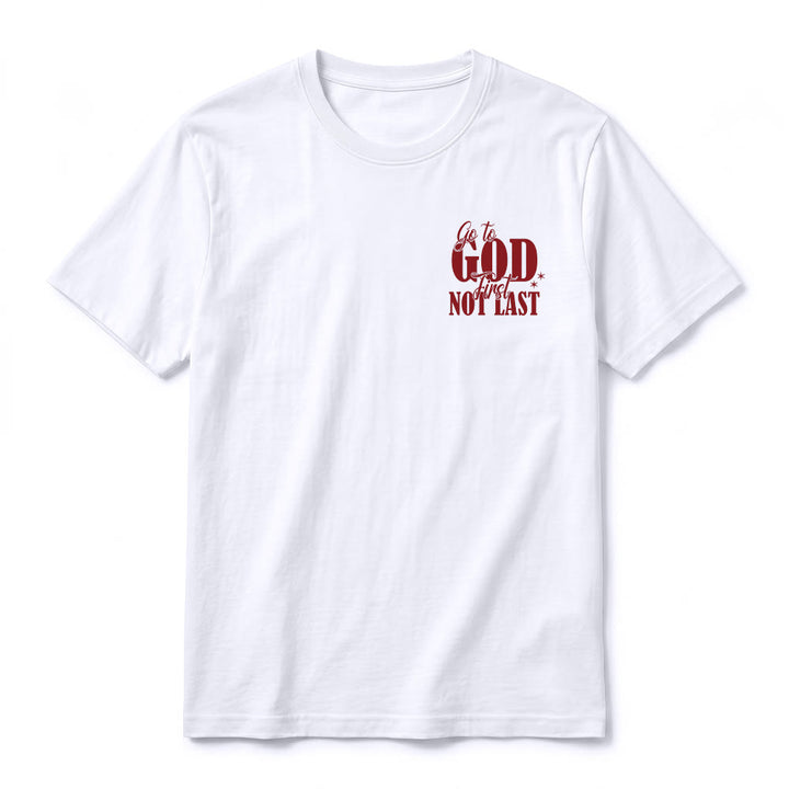 Christianartworkshop „Geh zuerst zu Gott“ – Premium-T-Shirt mit Glaubenserinnerung und kurzen Ärmeln - image 2