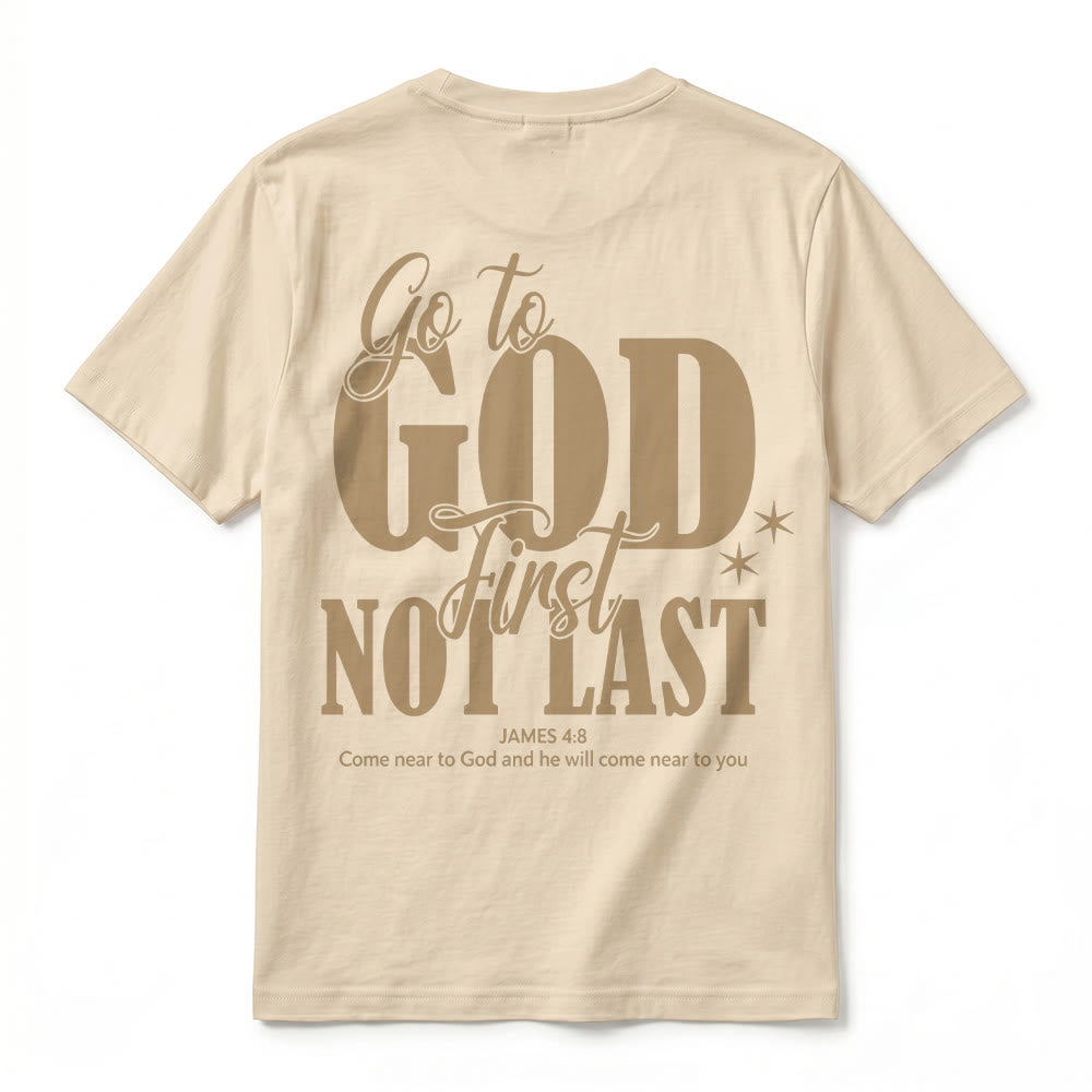 Christianartworkshop „Geh zuerst zu Gott“ – Premium-T-Shirt mit Glaubenserinnerung und kurzen Ärmeln - image 6