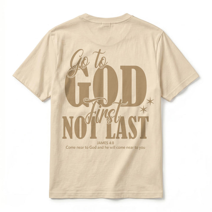 Christianartworkshop „Geh zuerst zu Gott“ – Premium-T-Shirt mit Glaubenserinnerung und kurzen Ärmeln - image 6