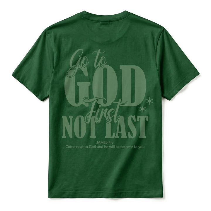 Christianartworkshop „Geh zuerst zu Gott“ – Premium-T-Shirt mit Glaubenserinnerung und kurzen Ärmeln - image 15