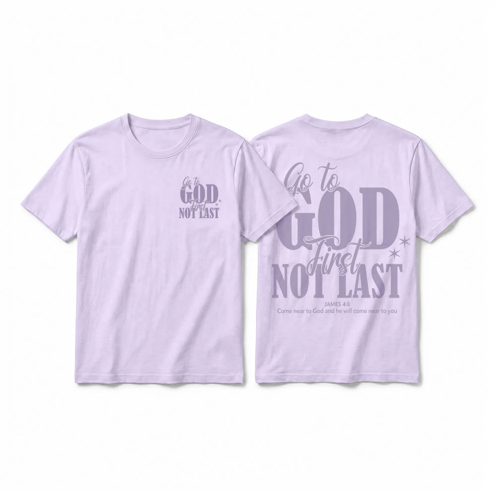 Christianartworkshop „Geh zuerst zu Gott“ – Premium-T-Shirt mit Glaubenserinnerung und kurzen Ärmeln - Lila - 2XL - image 19