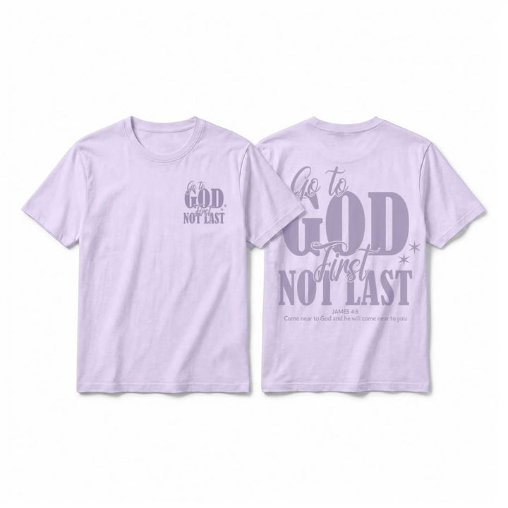 Christianartworkshop „Geh zuerst zu Gott“ – Premium-T-Shirt mit Glaubenserinnerung und kurzen Ärmeln - Lila - 2XL - image 19