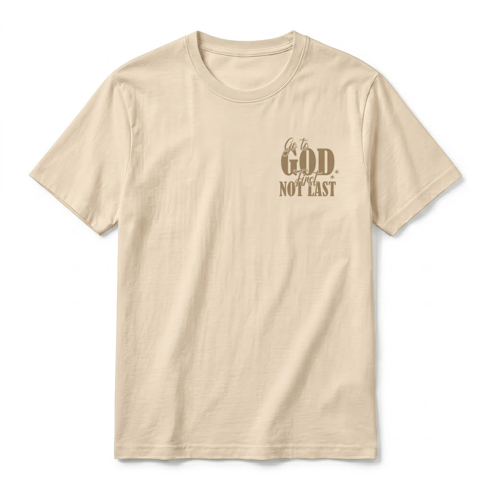 Christianartworkshop „Geh zuerst zu Gott“ – Premium-T-Shirt mit Glaubenserinnerung und kurzen Ärmeln - image 5