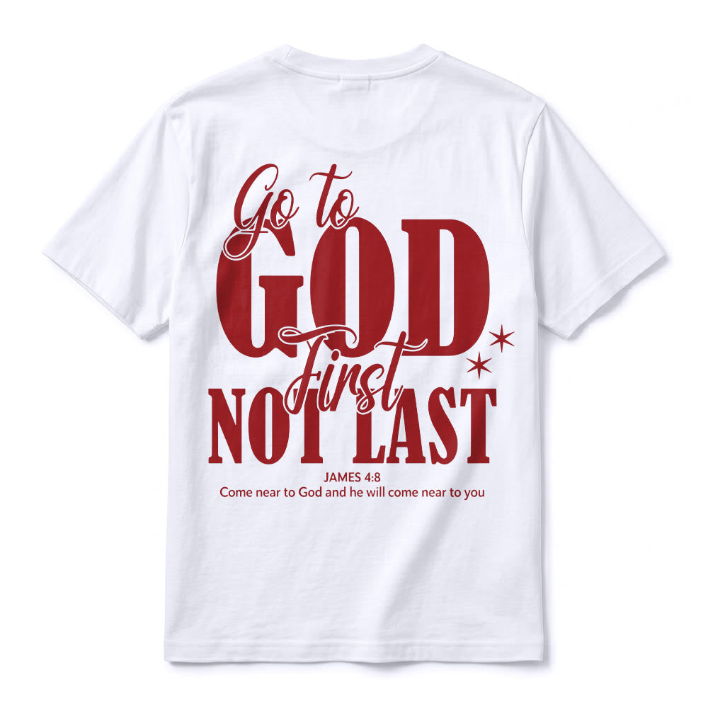 Christianartworkshop „Geh zuerst zu Gott“ – Premium-T-Shirt mit Glaubenserinnerung und kurzen Ärmeln - image 3