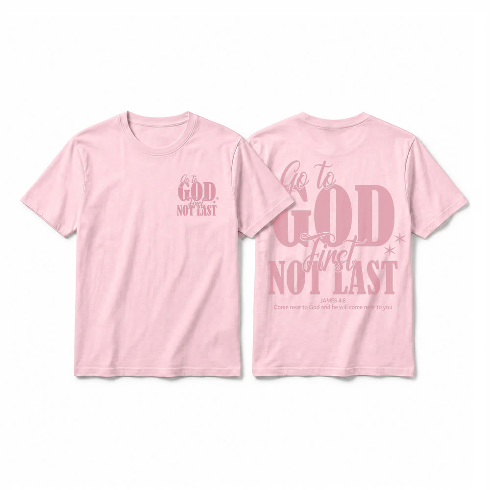 Christianartworkshop „Geh zuerst zu Gott“ – Premium-T-Shirt mit Glaubenserinnerung und kurzen Ärmeln - Rosa - 2XL - image 28