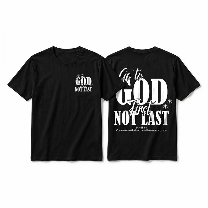 Christianartworkshop „Geh zuerst zu Gott“ – Premium-T-Shirt mit Glaubenserinnerung und kurzen Ärmeln - Schwarz - 2XL - image 10
