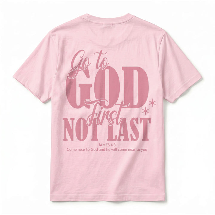 Christianartworkshop „Geh zuerst zu Gott“ – Premium-T-Shirt mit Glaubenserinnerung und kurzen Ärmeln - image 30
