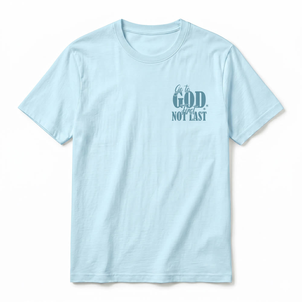 Christianartworkshop „Geh zuerst zu Gott“ – Premium-T-Shirt mit Glaubenserinnerung und kurzen Ärmeln - image 18