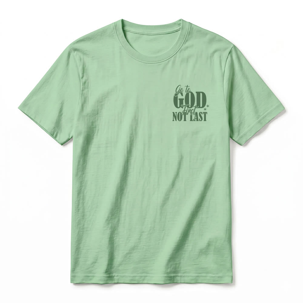 Christianartworkshop „Geh zuerst zu Gott“ – Premium-T-Shirt mit Glaubenserinnerung und kurzen Ärmeln - image 26