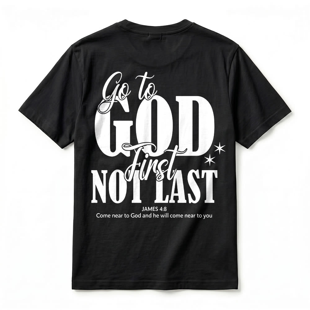 Christianartworkshop „Geh zuerst zu Gott“ – Premium-T-Shirt mit Glaubenserinnerung und kurzen Ärmeln - image 12