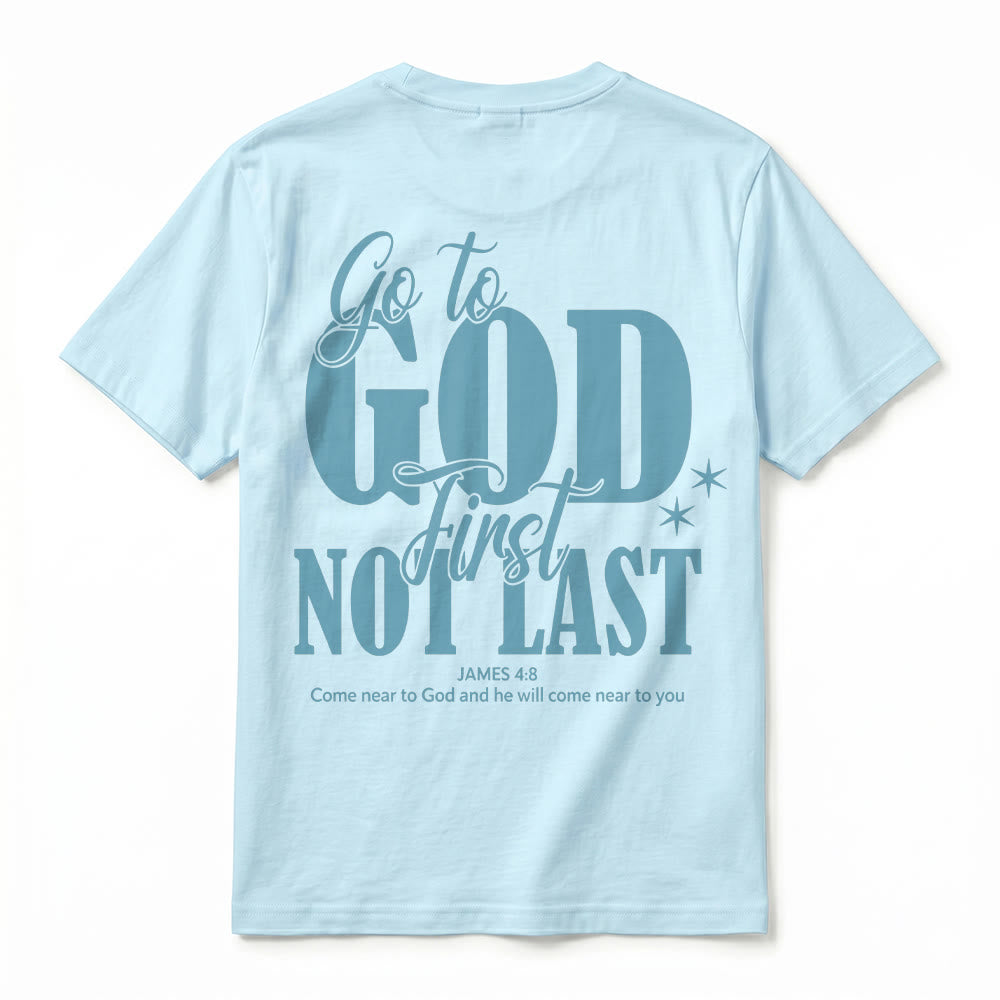 Christianartworkshop „Geh zuerst zu Gott“ – Premium-T-Shirt mit Glaubenserinnerung und kurzen Ärmeln - image 17