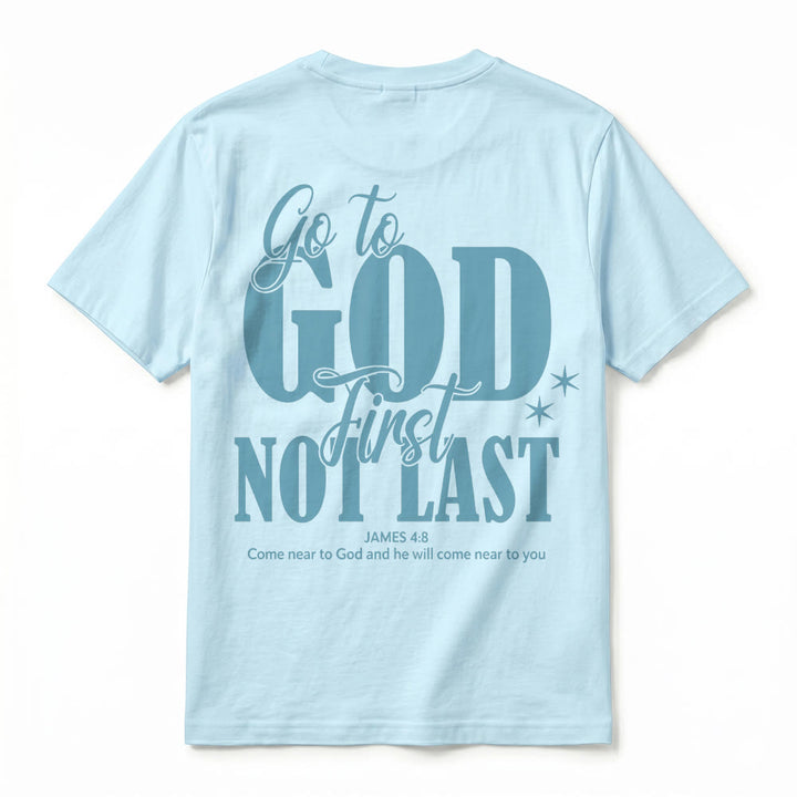 Christianartworkshop „Geh zuerst zu Gott“ – Premium-T-Shirt mit Glaubenserinnerung und kurzen Ärmeln - image 17