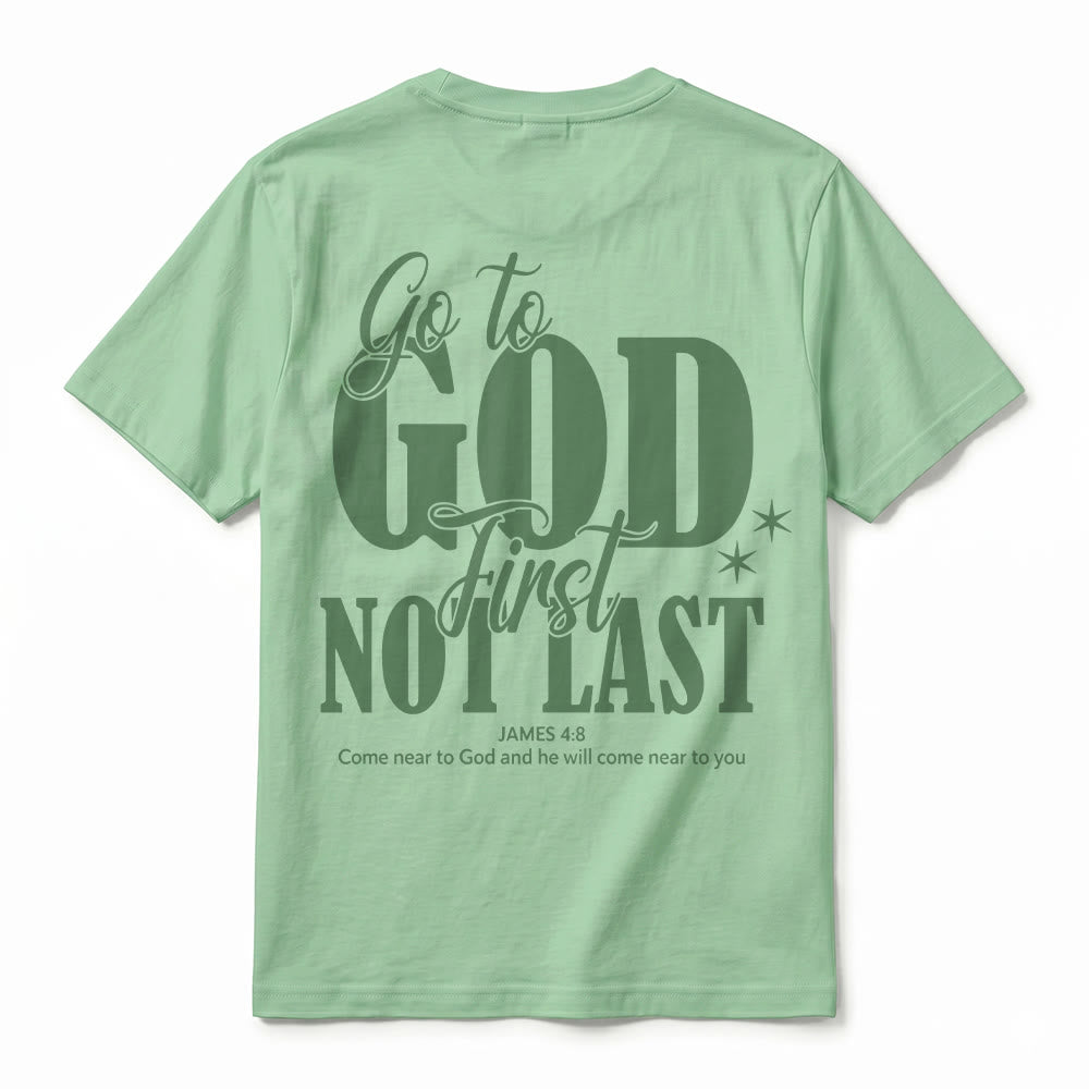 Christianartworkshop „Geh zuerst zu Gott“ – Premium-T-Shirt mit Glaubenserinnerung und kurzen Ärmeln - image 27