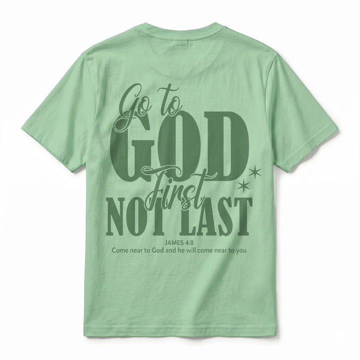 Christianartworkshop „Geh zuerst zu Gott“ – Premium-T-Shirt mit Glaubenserinnerung und kurzen Ärmeln - image 27