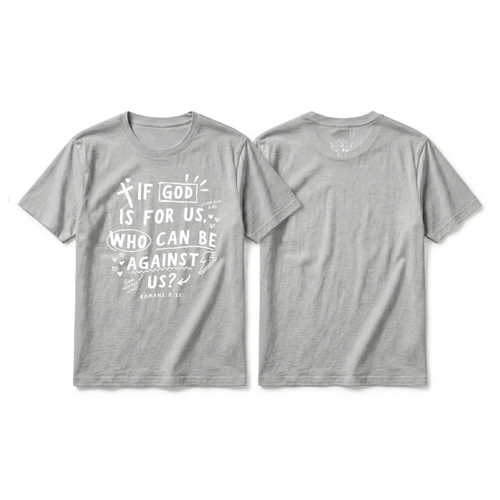 Christianartworkshop „Wenn Gott für uns ist, wer kann gegen uns sein? Römer 8,31“ Premium Kurzarm-T-Shirt - Grau - 2XL - image 19