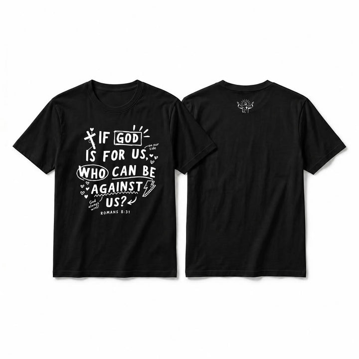 Christianartworkshop „Wenn Gott für uns ist, wer kann gegen uns sein? Römer 8,31“ Premium Kurzarm-T-Shirt - Schwarz - 2XL - image 7