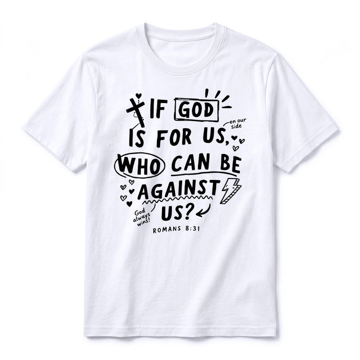 Christianartworkshop „Wenn Gott für uns ist, wer kann gegen uns sein? Römer 8,31“ Premium Kurzarm-T-Shirt - image 5