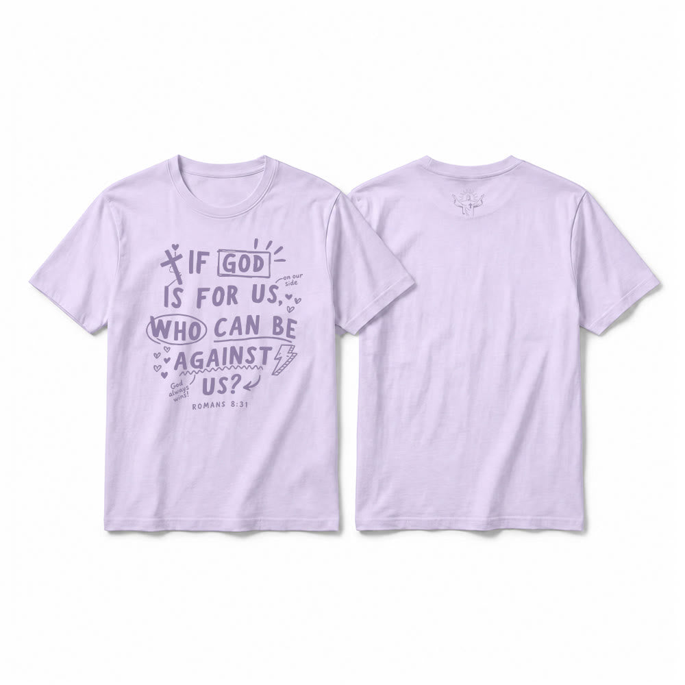 Christianartworkshop „Wenn Gott für uns ist, wer kann gegen uns sein? Römer 8,31“ Premium Kurzarm-T-Shirt - Lila - 2XL - image 16