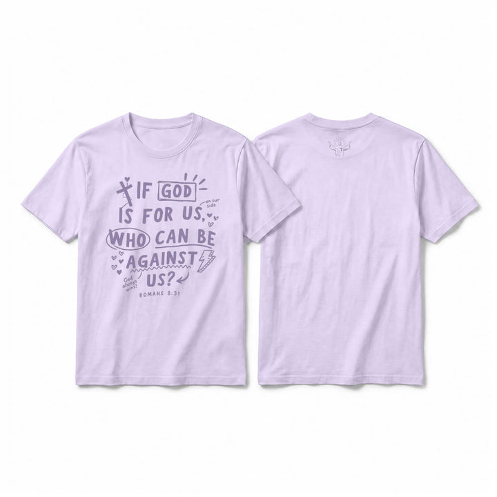 Christianartworkshop „Wenn Gott für uns ist, wer kann gegen uns sein? Römer 8,31“ Premium Kurzarm-T-Shirt - Lila - 2XL - image 16