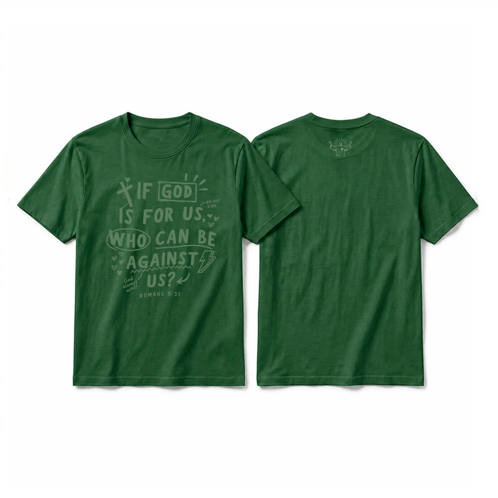 Christianartworkshop „Wenn Gott für uns ist, wer kann gegen uns sein? Römer 8,31“ Premium Kurzarm-T-Shirt - Dunkelgrün - 2XL - image 10