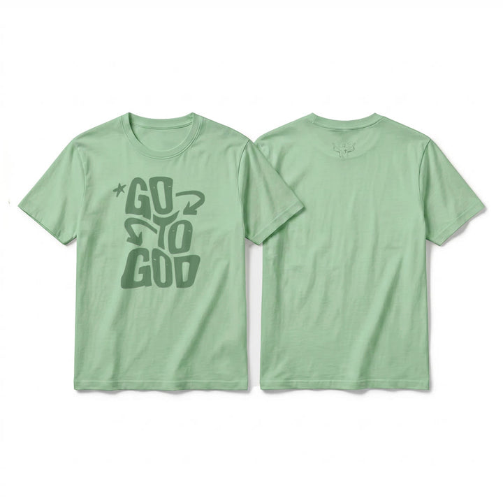Christianartworkshop "Go To God" Sternenakzent Premium Kurzarm-T-Shirt - Hellgrün - 2XL - image 22