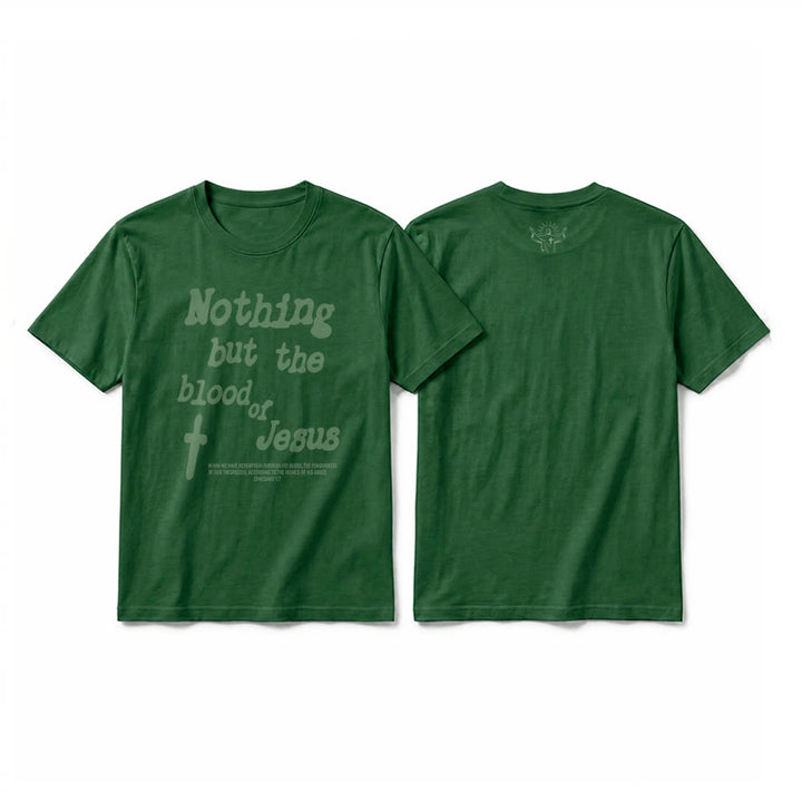 Christianartworkshop Premium-Kurzarm-T-Shirt „Nichts als das Blut Jesu“ - Dunkelgrün - 2XL - image 10