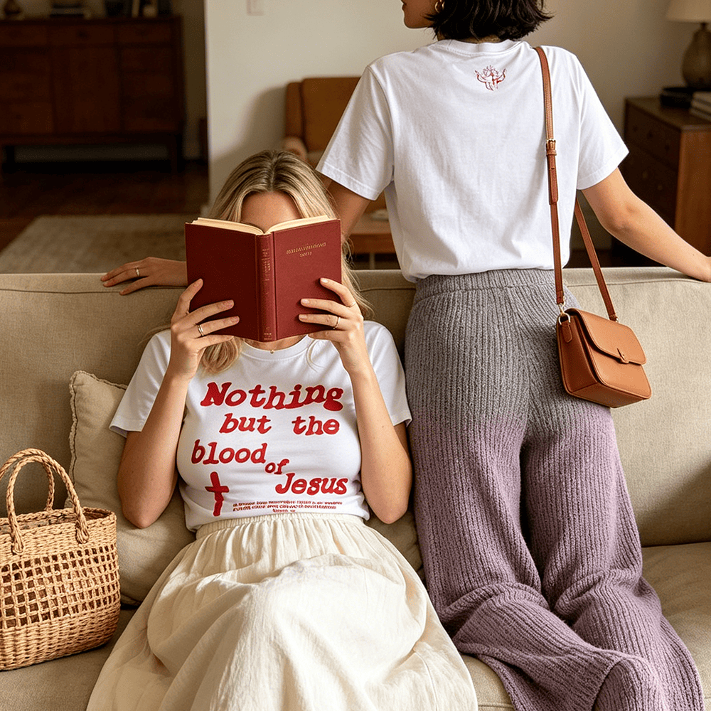 Christianartworkshop Premium-Kurzarm-T-Shirt „Nichts als das Blut Jesu“ - image 0