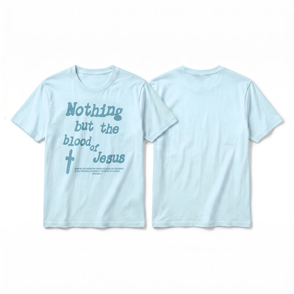 Christianartworkshop Premium-Kurzarm-T-Shirt „Nichts als das Blut Jesu“ - Blau - 2XL - image 13