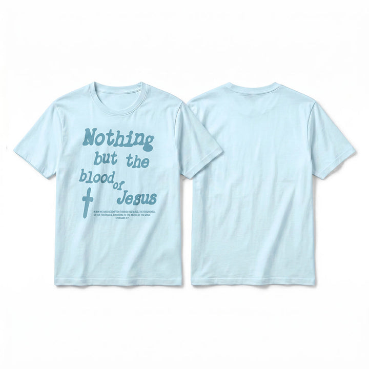 Christianartworkshop Premium-Kurzarm-T-Shirt „Nichts als das Blut Jesu“ - Blau - 2XL - image 13