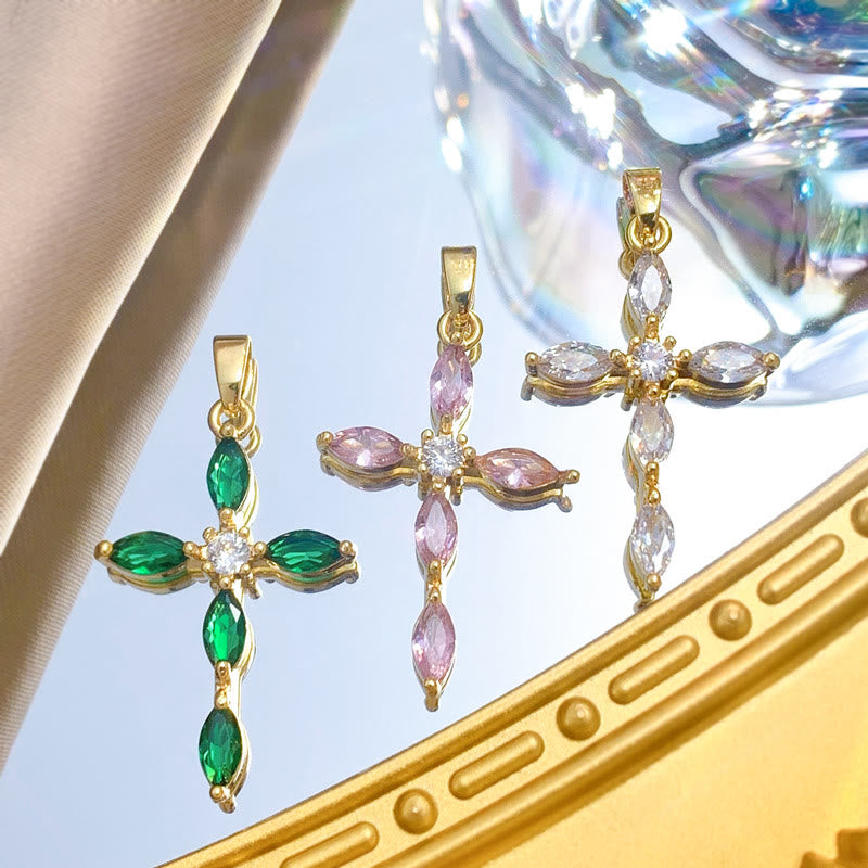 Christianartworkshop Elegante Kreuzkette aus mehreren Steinen: Ausdruck von tiefem Glauben und sanfter spiritueller Wärme - image 1