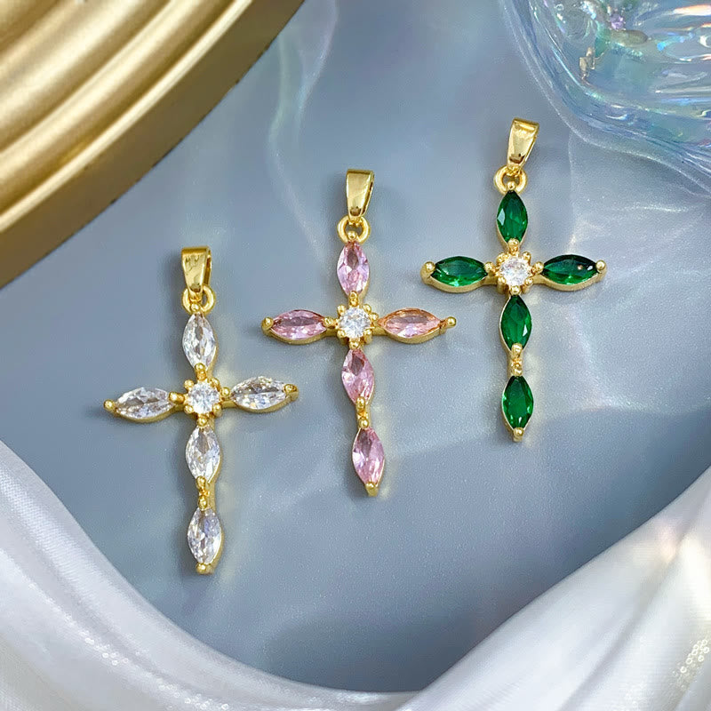 Christianartworkshop Elegante Kreuzkette aus mehreren Steinen: Ausdruck von tiefem Glauben und sanfter spiritueller Wärme - image 0