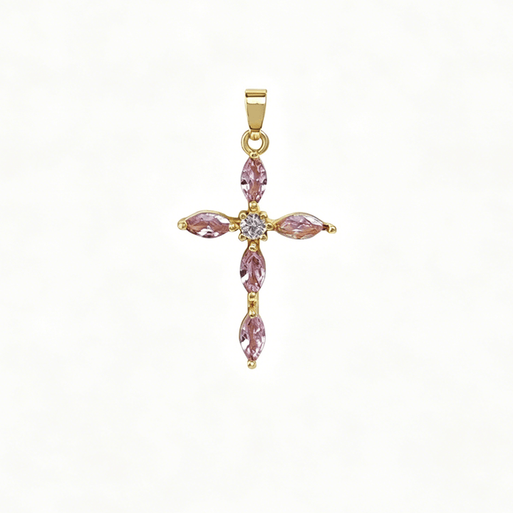 Christianartworkshop Elegante Kreuzkette aus mehreren Steinen: Ausdruck von tiefem Glauben und sanfter spiritueller Wärme - Rosa - image 5