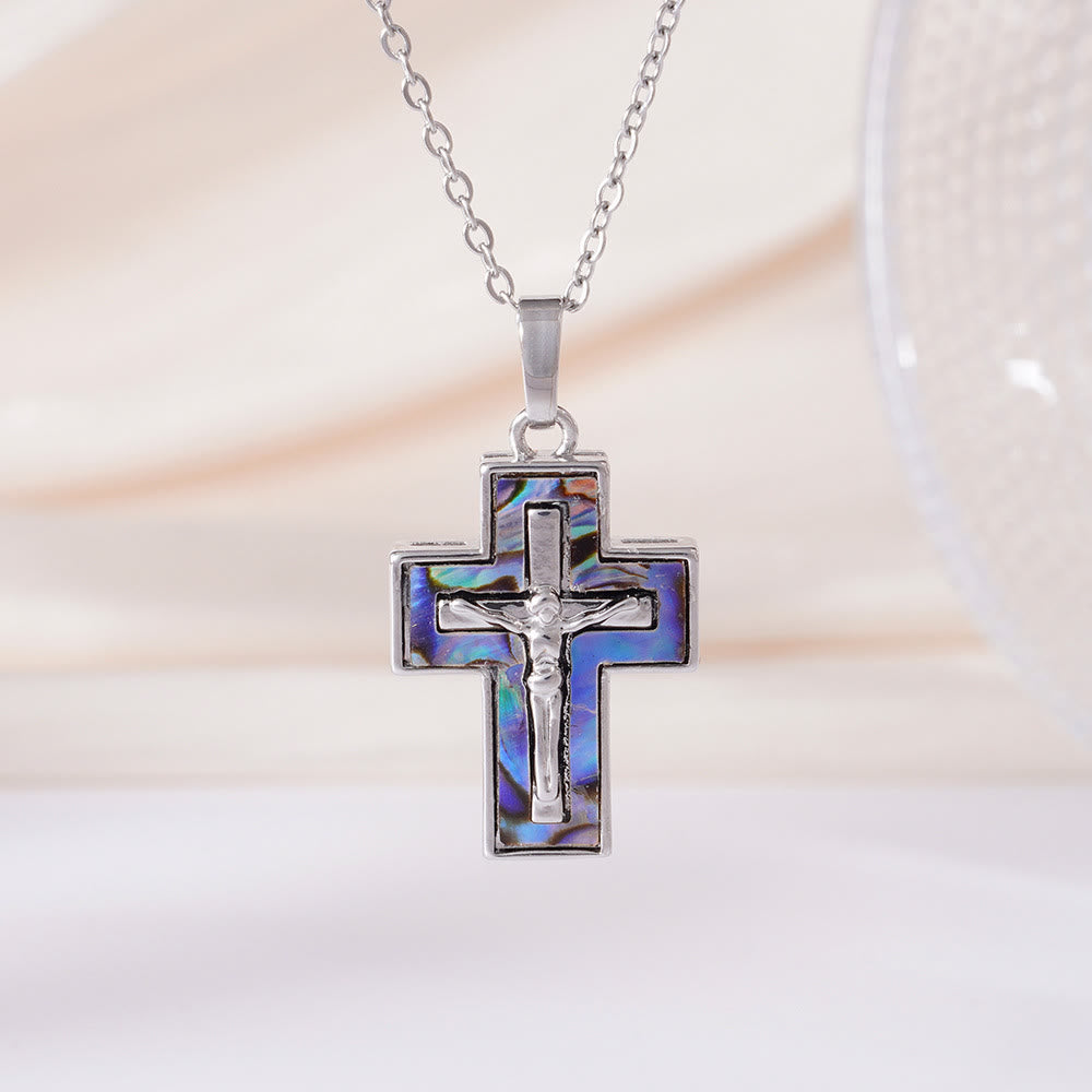 Christianartworkshop Mehrreihige Kruzifix-Halskette mit Anhänger: Ein Symbol der Erlösung und ewigen Gnade - Blau - image 1