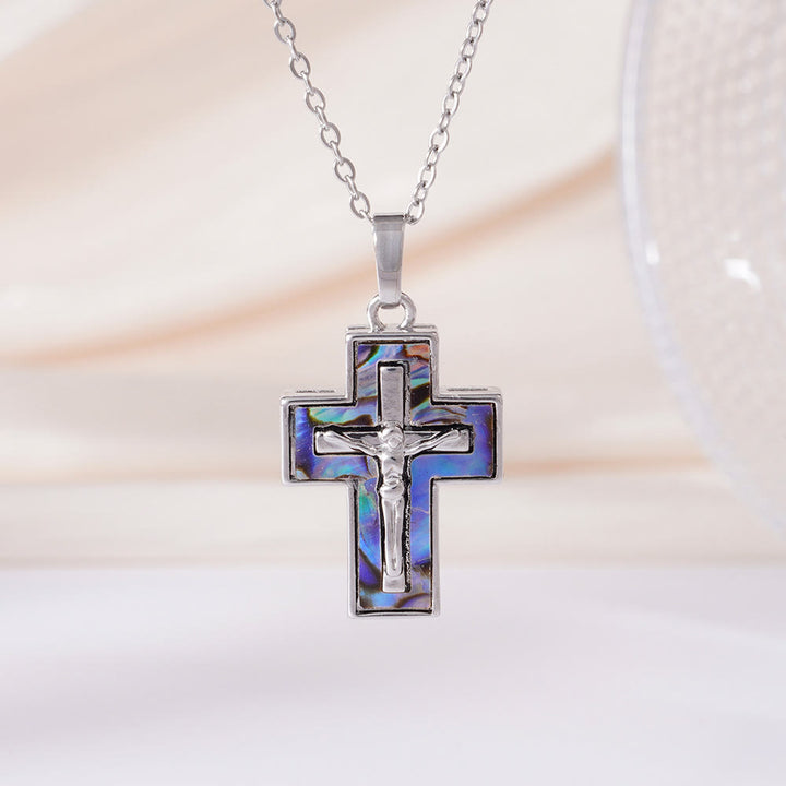 Christianartworkshop Mehrreihige Kruzifix-Halskette mit Anhänger: Ein Symbol der Erlösung und ewigen Gnade - Blau - image 1